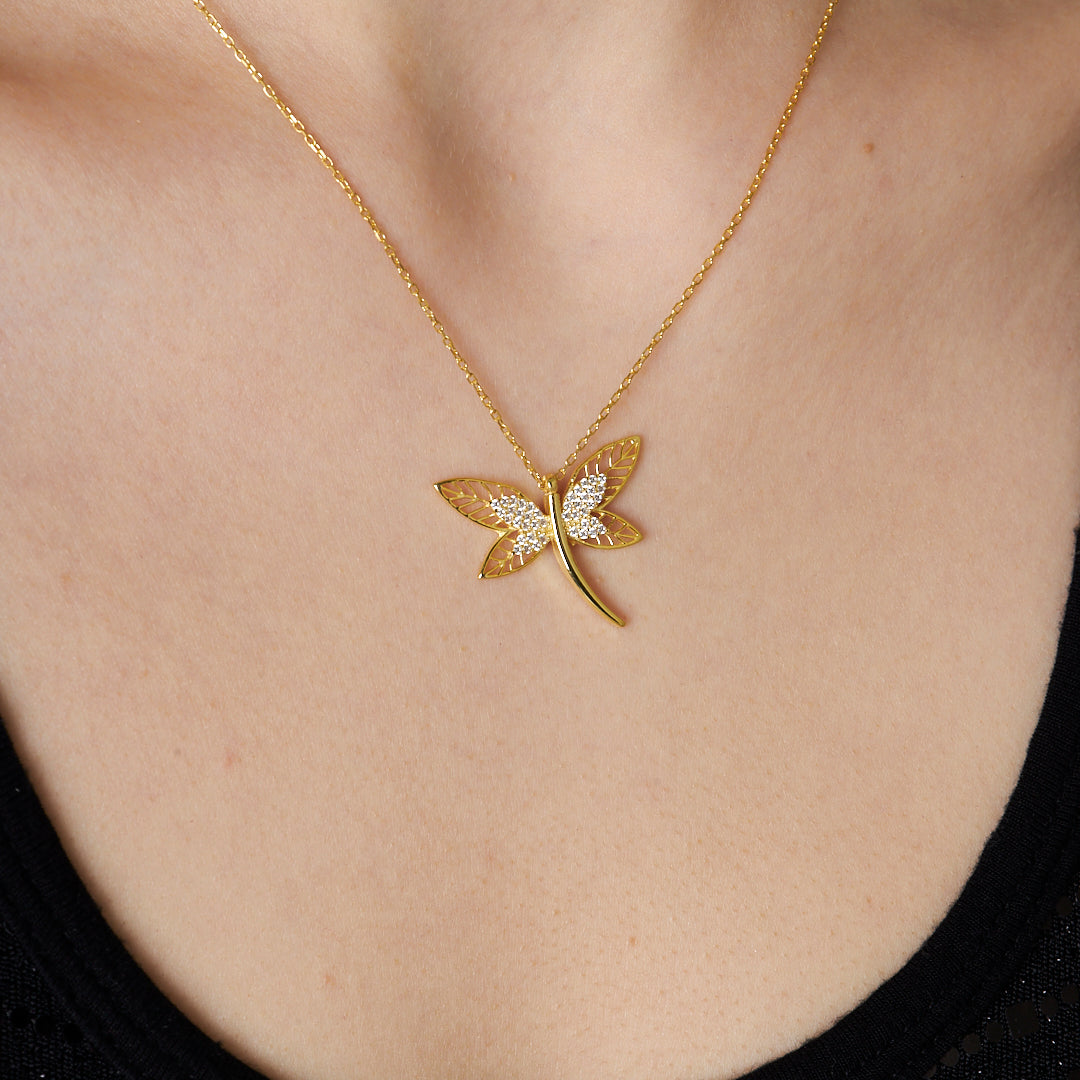 Taşlı Yusufçuk Kolye - 925 GÜMÜŞ