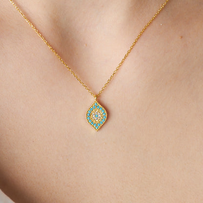 Yaprak Detaylı Taşlı Kolye - 925 GÜMÜŞ