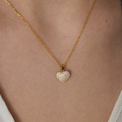 Nokta Taşlı Kalp Kolye - 925 GÜMÜŞ