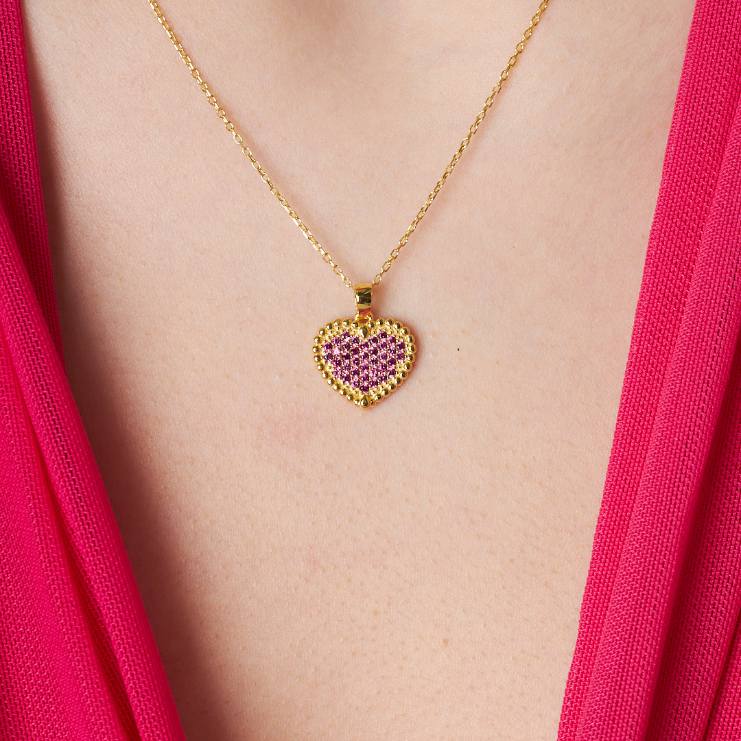 Minimalist Pembe Kalp Kolye - 925 GÜMÜŞ