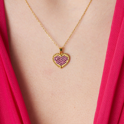 Minimalist Pembe Kalp Kolye - 925 GÜMÜŞ