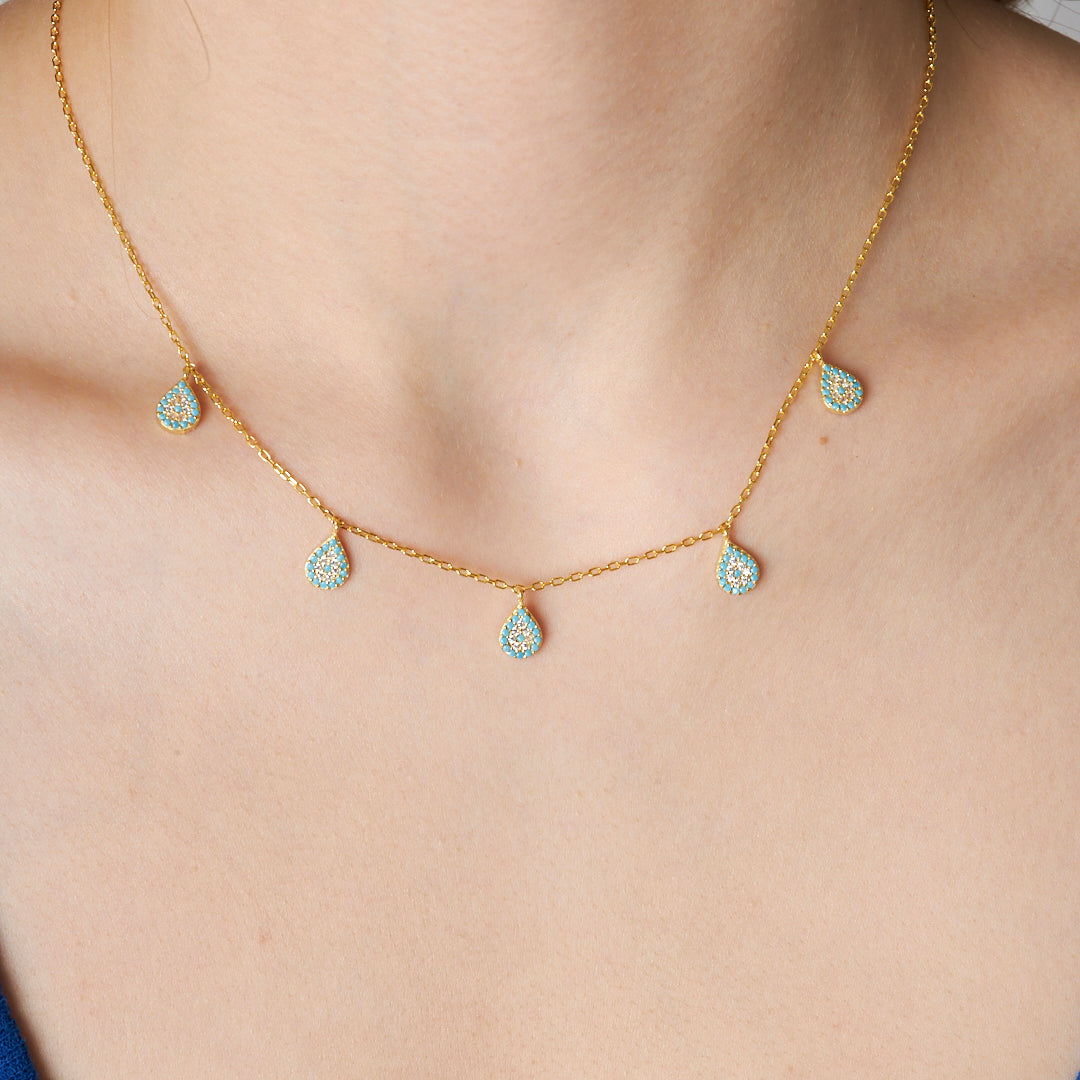 Beş Katlı Su Damlası Kolye - 925 GÜMÜŞ