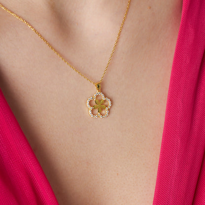 Çiçek Görünümlü Kolye - 925 GÜMÜŞ