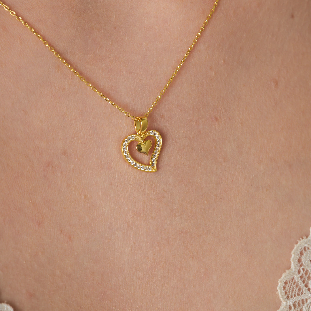 Sevgi Dolu Kalp Kolye - 925 GÜMÜŞ