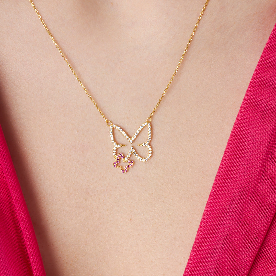 Çift Kelebek Kolye - 925 GÜMÜŞ