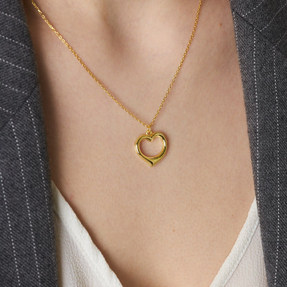 İçi Boş Kalp Kolye - 925 GÜMÜŞ