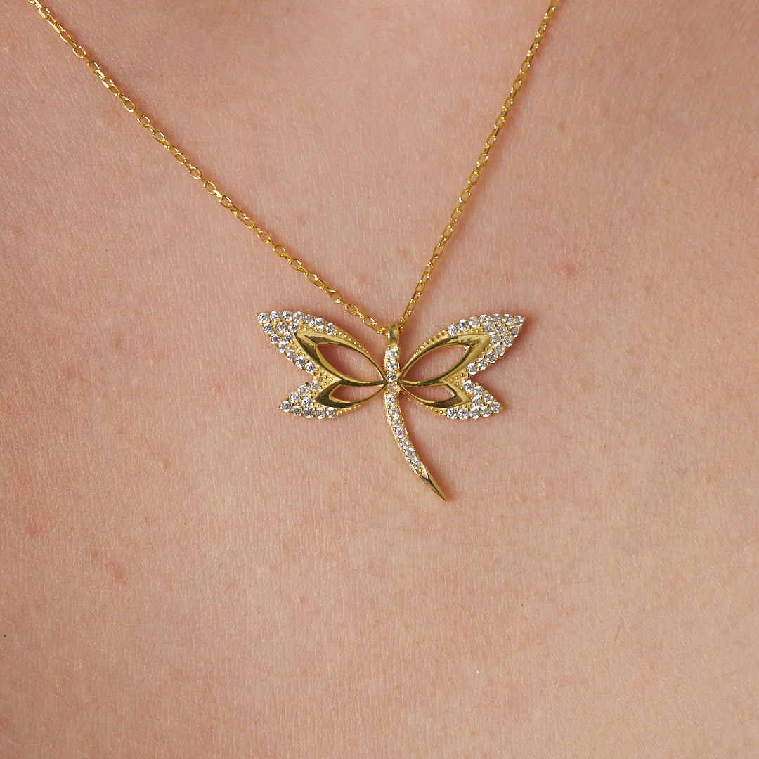 Taşlı Şık Yusufçuk Kolye - 925 GÜMÜŞ