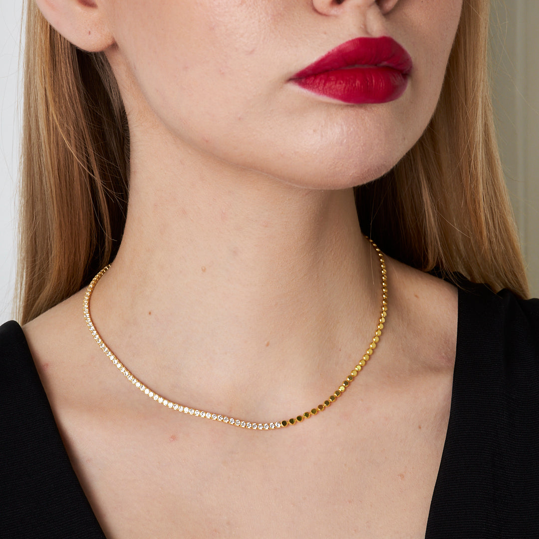 Taçlı Su Yolu Zincir Kolye - 925 GÜMÜŞ