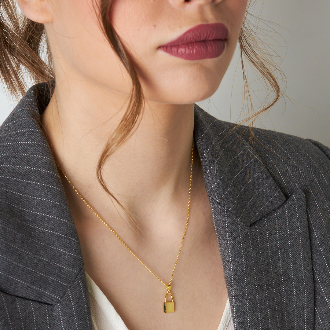 Küçük Kilit Kolye - 925 GÜMÜŞ