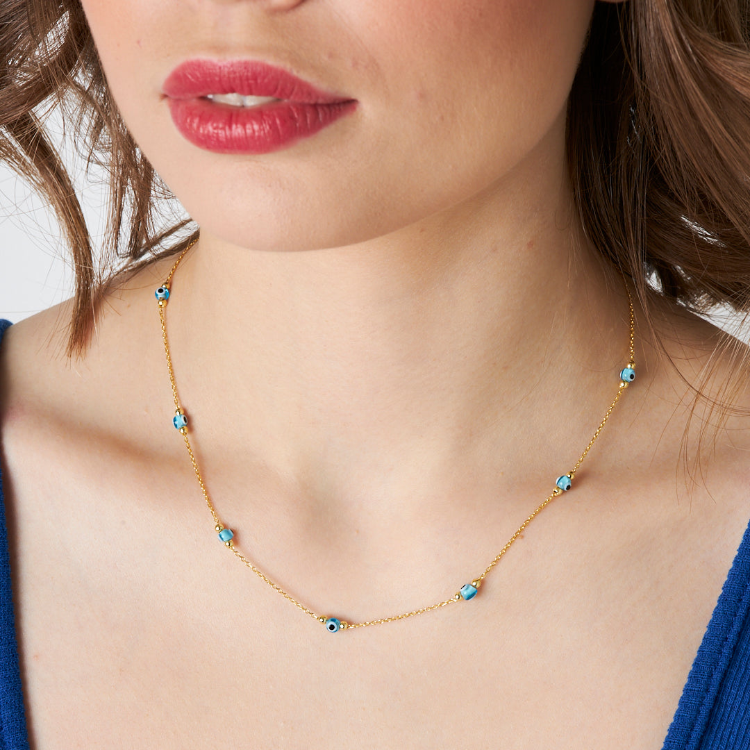 Kuşgözü Sıra Taşlı Kolye - 925 GÜMÜŞ