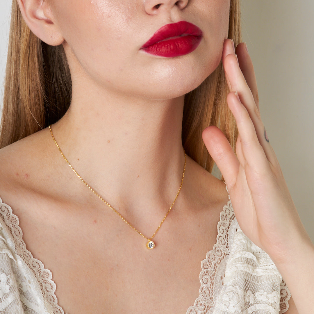 Tek Taş Modern Kolye - 925 GÜMÜŞ