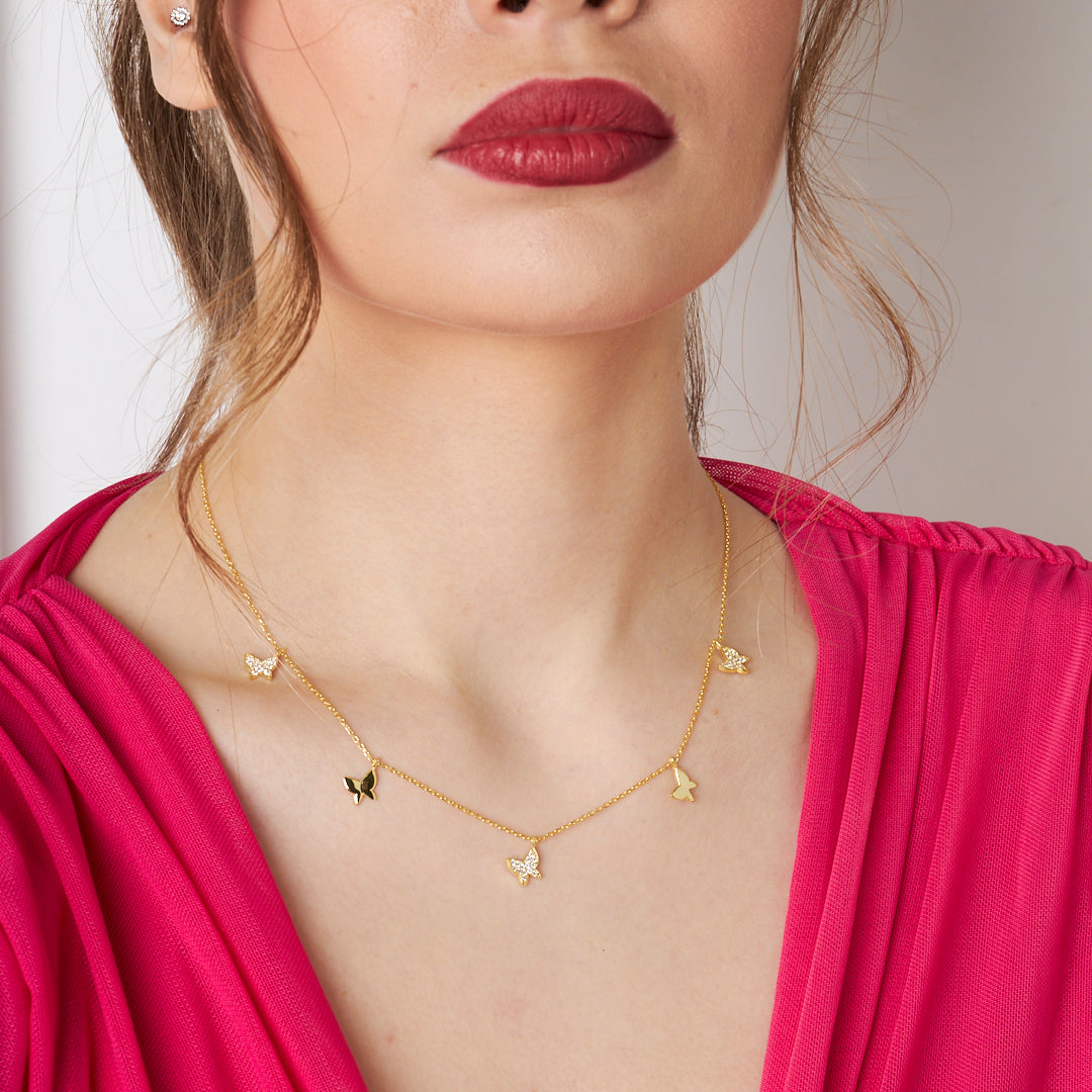 Sıralı Model Kelebek Kolye - 925 GÜMÜŞ