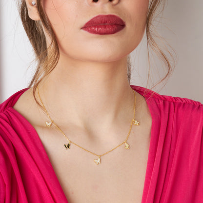 Sıralı Model Kelebek Kolye - 925 GÜMÜŞ