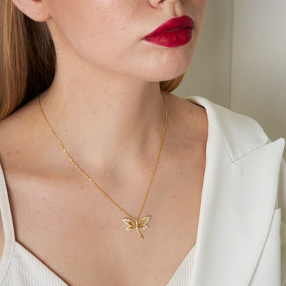 Taşlı Şık Yusufçuk Kolye - 925 GÜMÜŞ