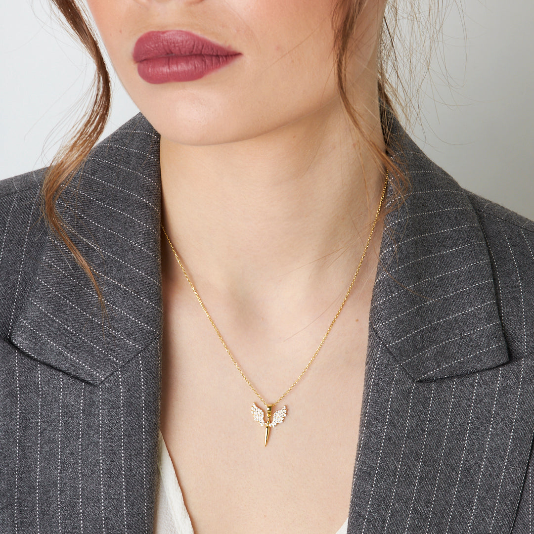 Taşlı Milkail Melek Kolye - 925 GÜMÜŞ