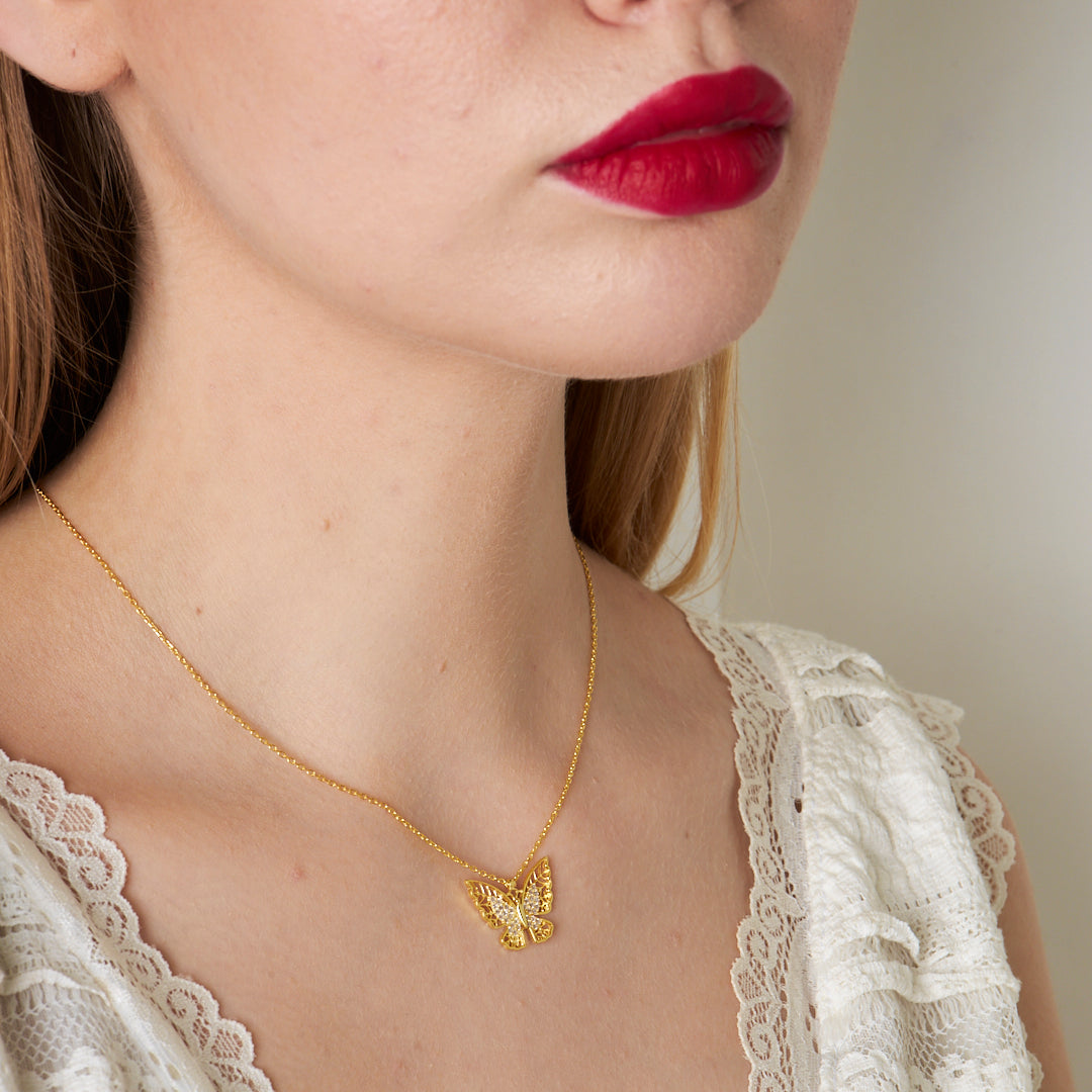 Modern Kelebek Kolye - 925 GÜMÜŞ