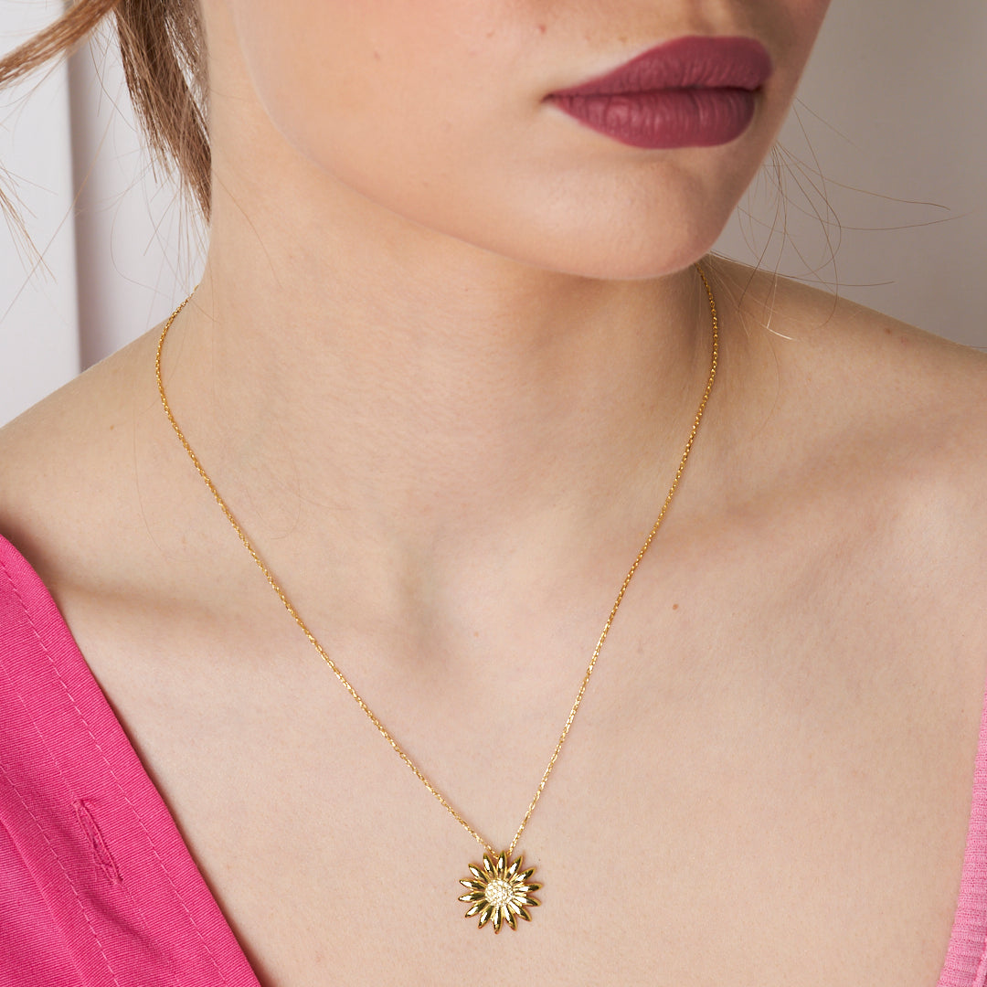 Ayçiçeği Kolye - 925 GÜMÜŞ