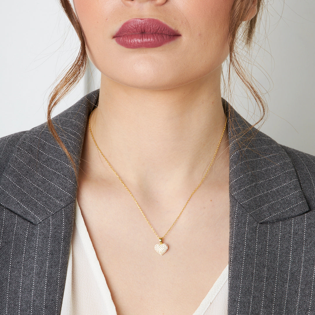 Nokta Taşlı Kalp Kolye - 925 GÜMÜŞ
