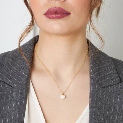 Nokta Taşlı Kalp Kolye - 925 GÜMÜŞ