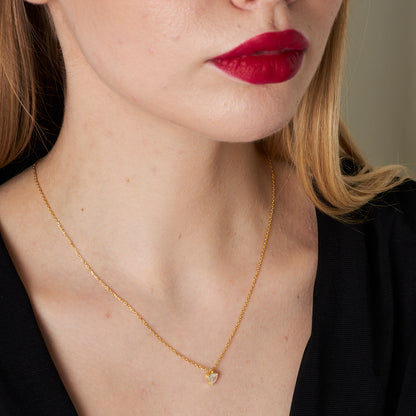 Taşlı Kalp Tasarım Kolye - 925 GÜMÜŞ