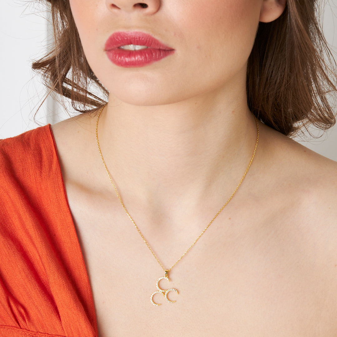 Sıralı Ay Kolye - 925 GÜMÜŞ