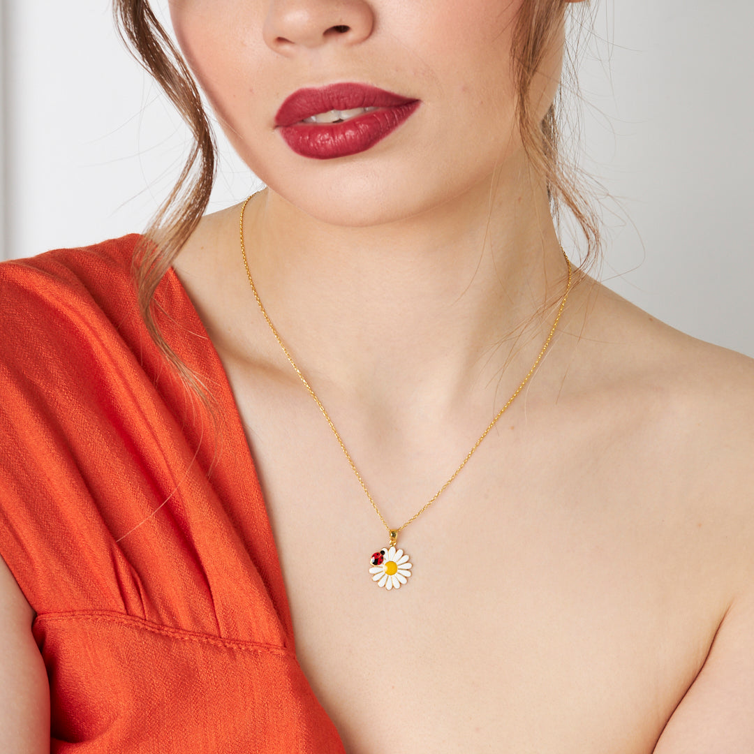 Uğur Böceği Papatya Kolye - 925 GÜMÜŞ