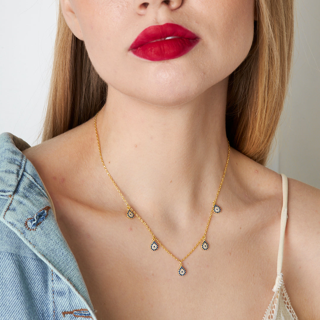 Beşli Nazar Kolyesi - 925 GÜMÜŞ