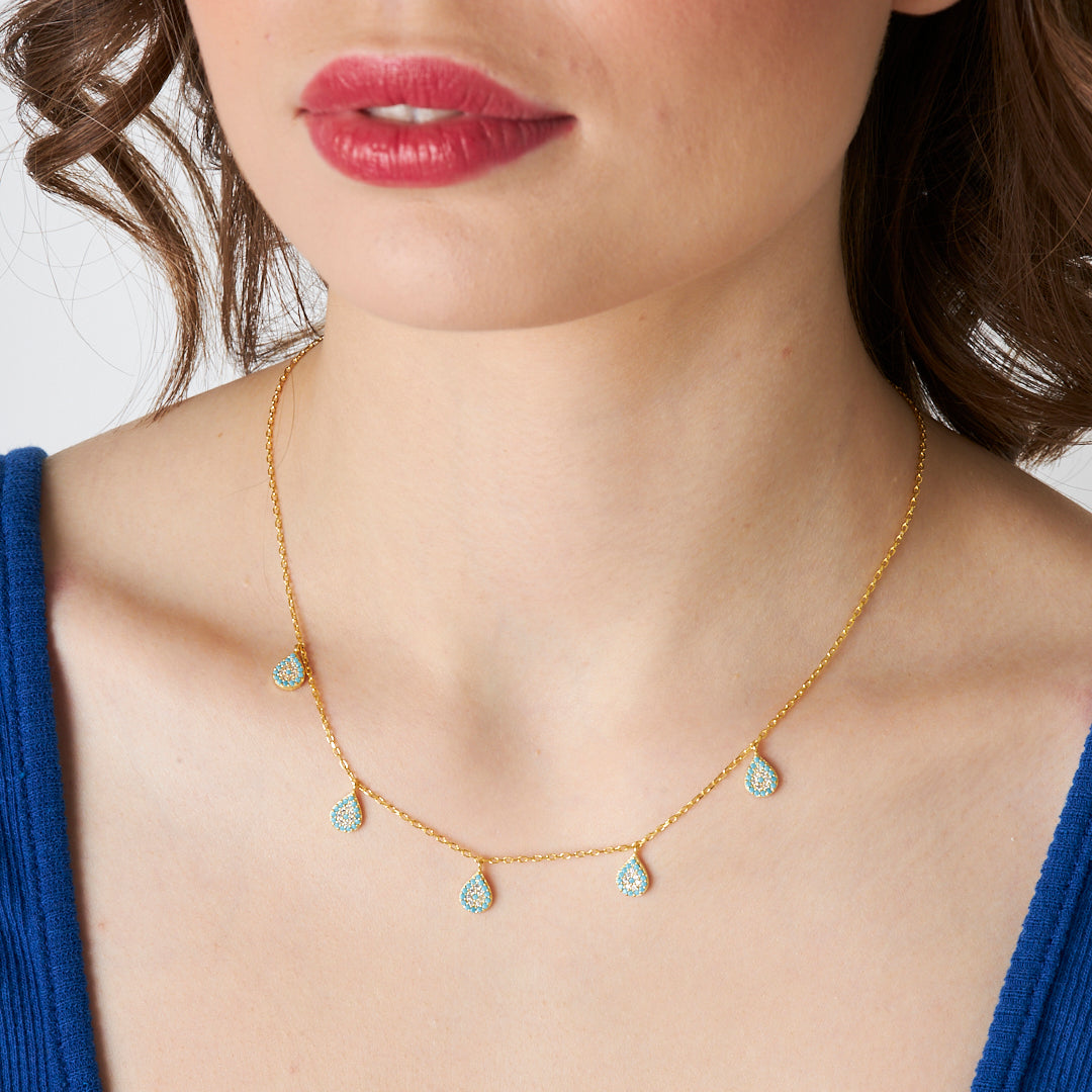 Beş Katlı Su Damlası Kolye - 925 GÜMÜŞ