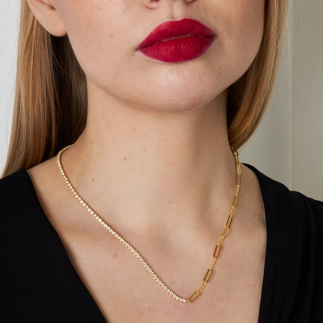 Su Yolu Dikdörtgen Zincir Kolye - 925 GÜMÜŞ