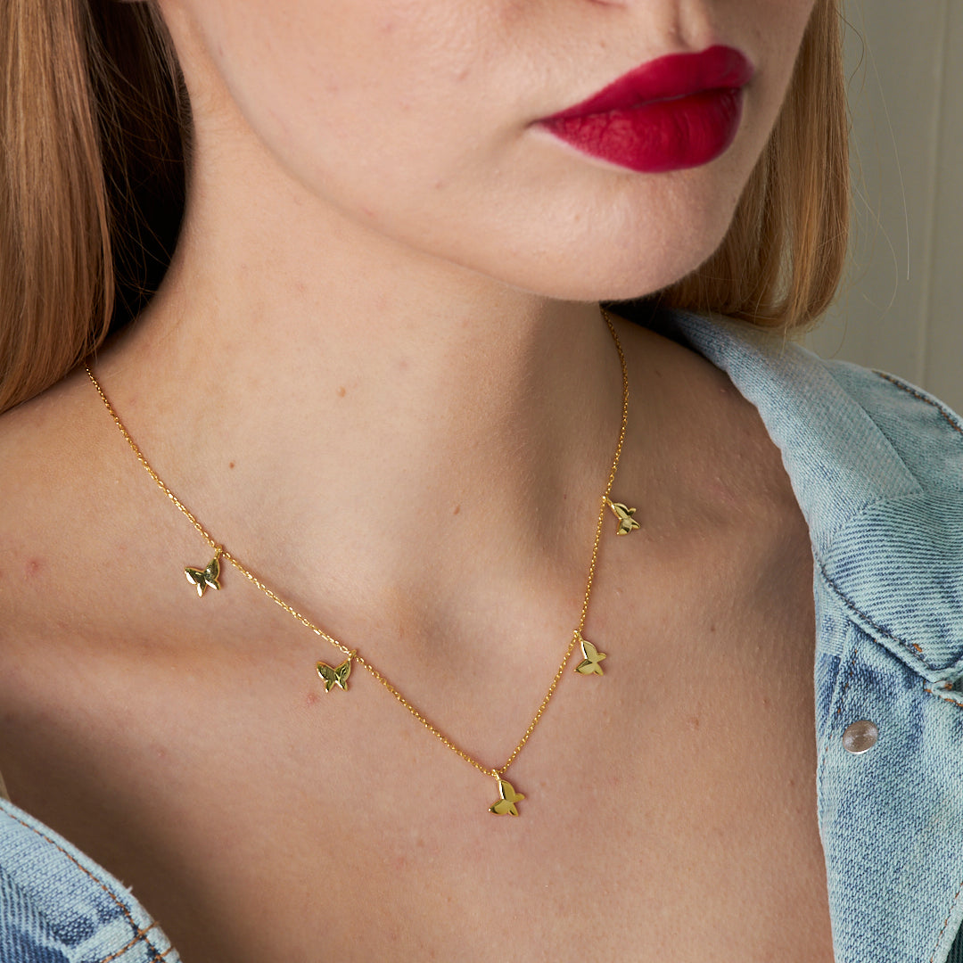 Kelebek Plaka Kolye - 925 GÜMÜŞ