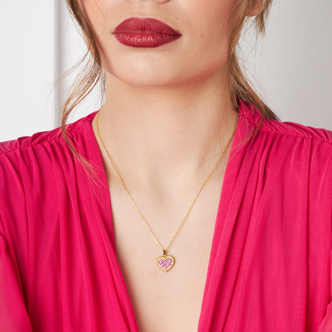 Minimalist Pembe Kalp Kolye - 925 GÜMÜŞ