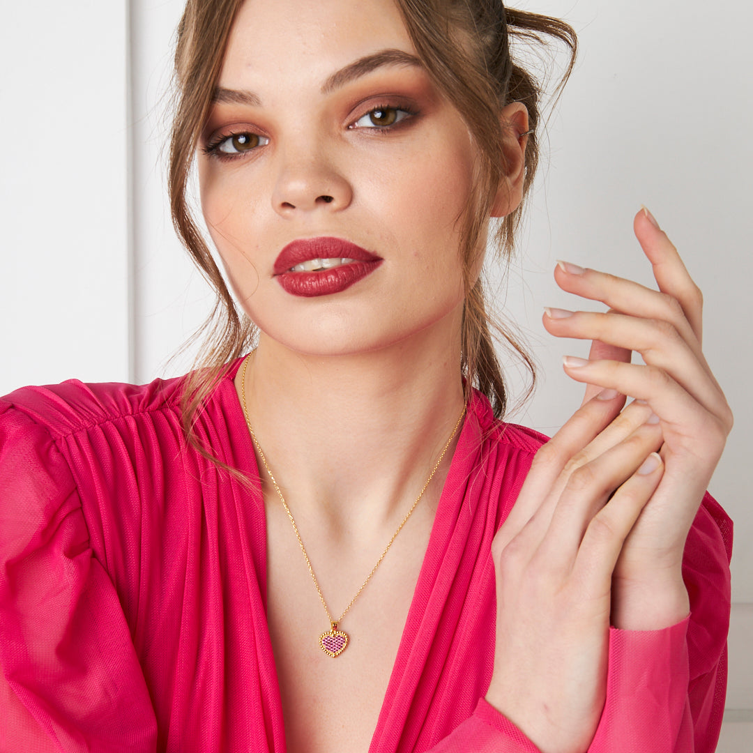 Minimalist Pembe Kalp Kolye - 925 GÜMÜŞ