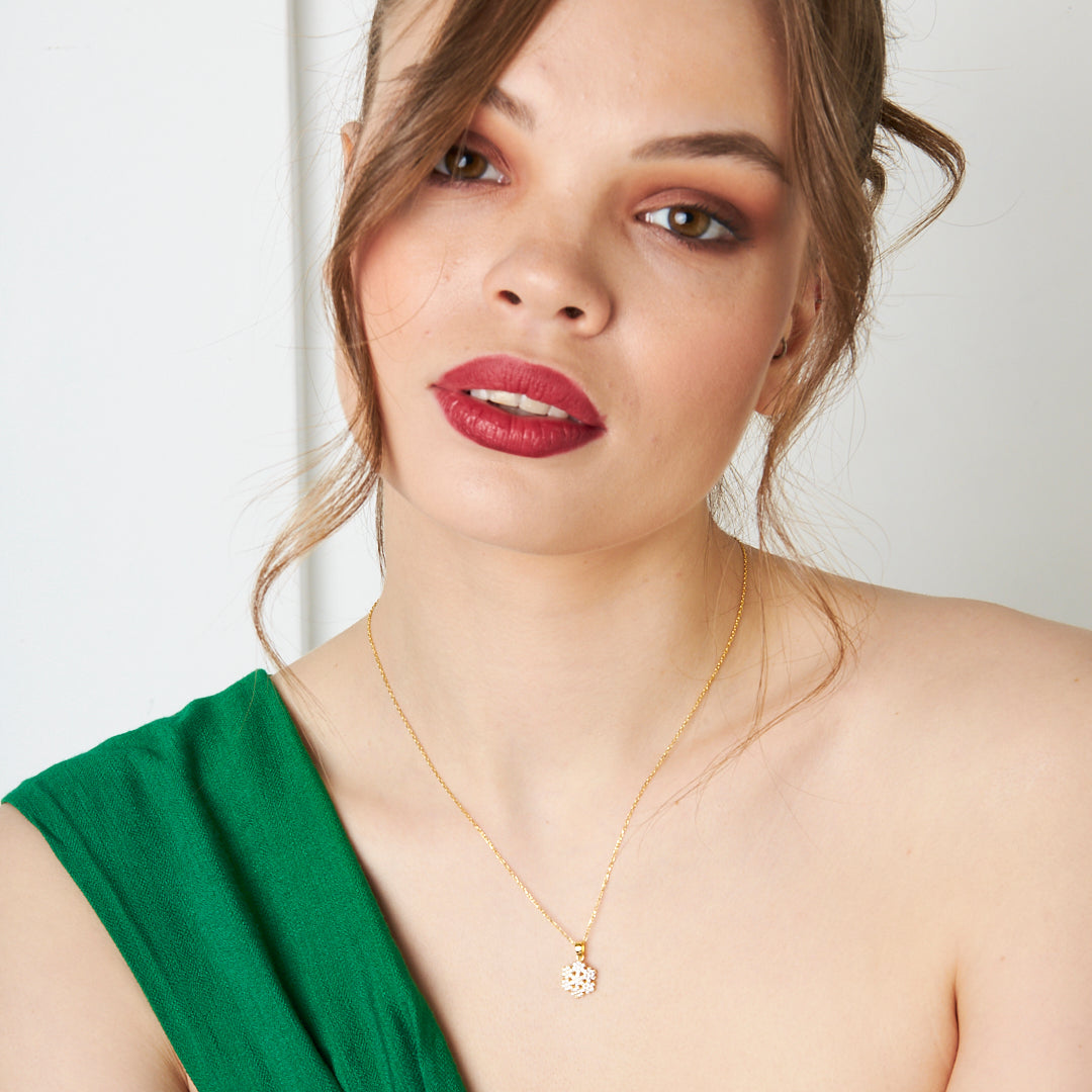 Işıltılı Kar Tanesi Kolye2 - 925 GÜMÜŞ