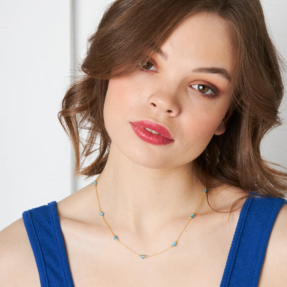 Kuşgözü Sıra Taşlı Kolye - 925 GÜMÜŞ