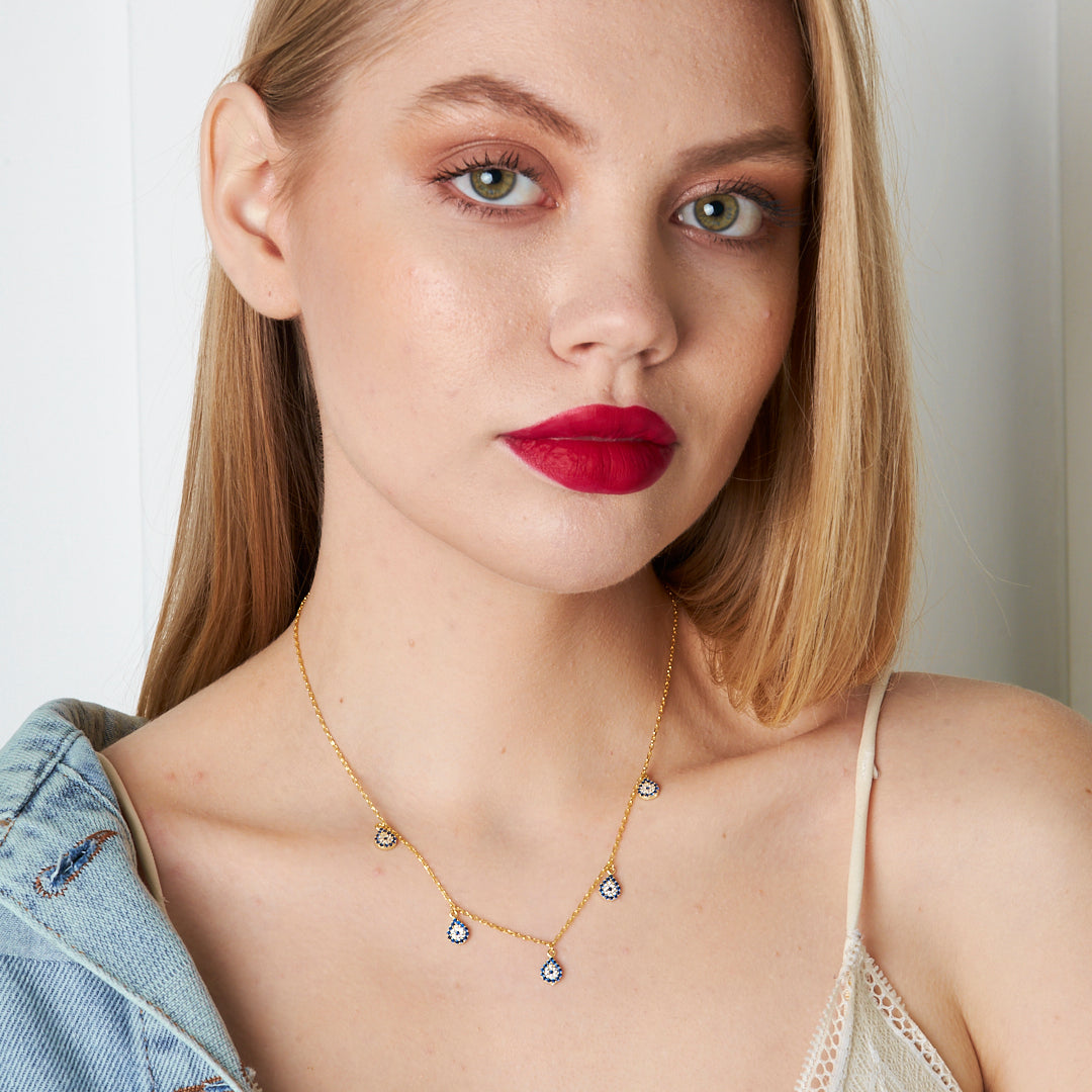 Beşli Nazar Kolyesi - 925 GÜMÜŞ