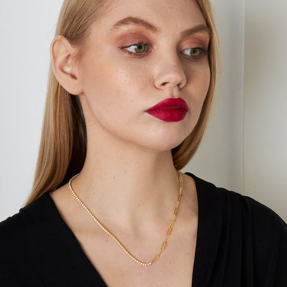 Su Yolu Dikdörtgen Zincir Kolye - 925 GÜMÜŞ