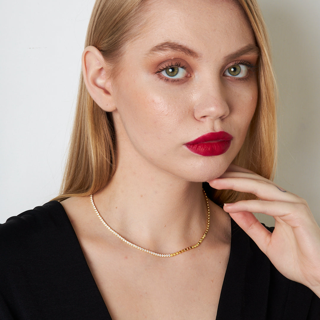 Taçlı Su Yolu Zincir Kolye - 925 GÜMÜŞ