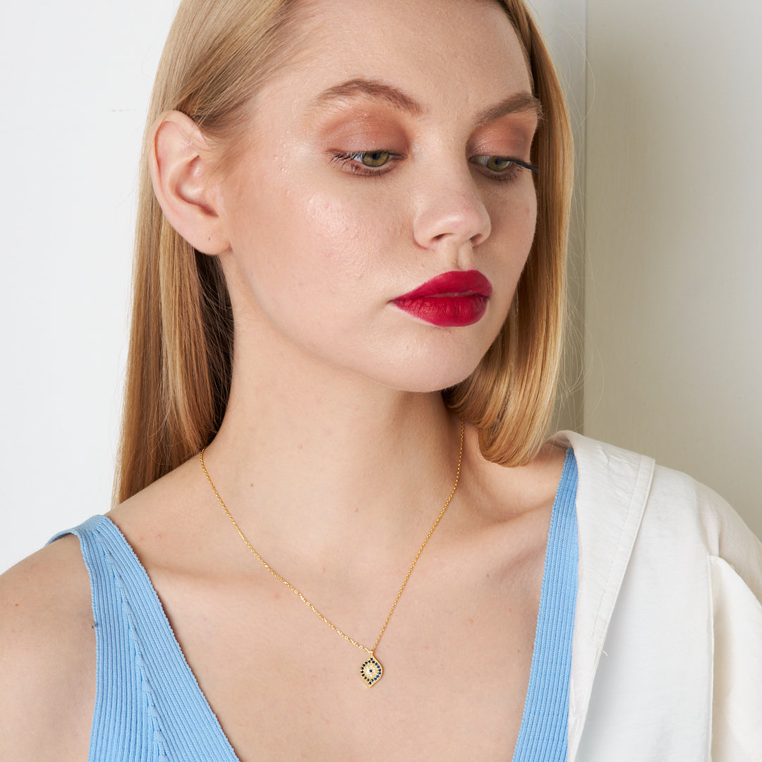 Dikey Göz Kolye - 925 GÜMÜŞ