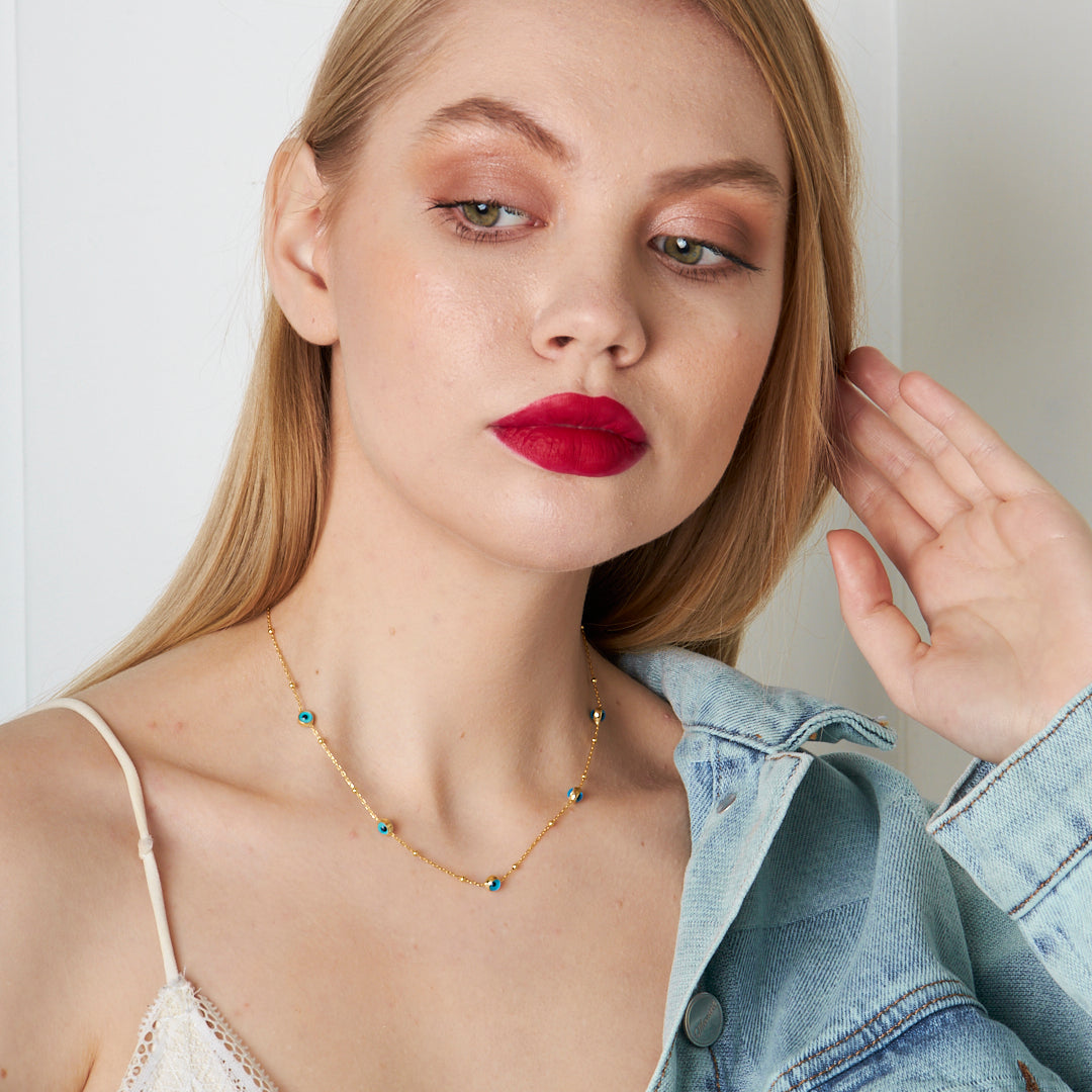 Çoklu Nazar Kolyesi - 925 GÜMÜŞ