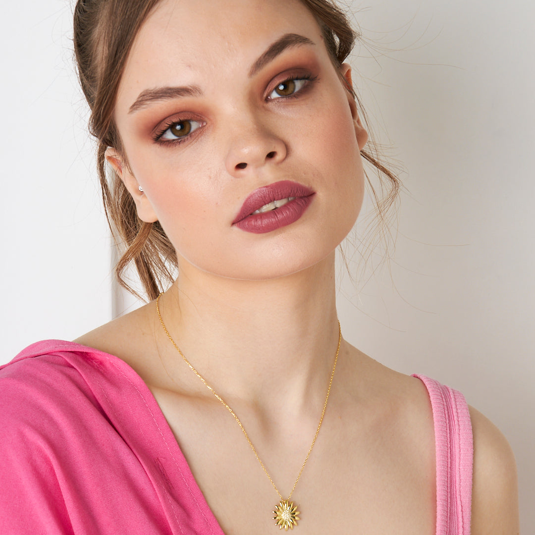 Ayçiçeği Kolye - 925 GÜMÜŞ