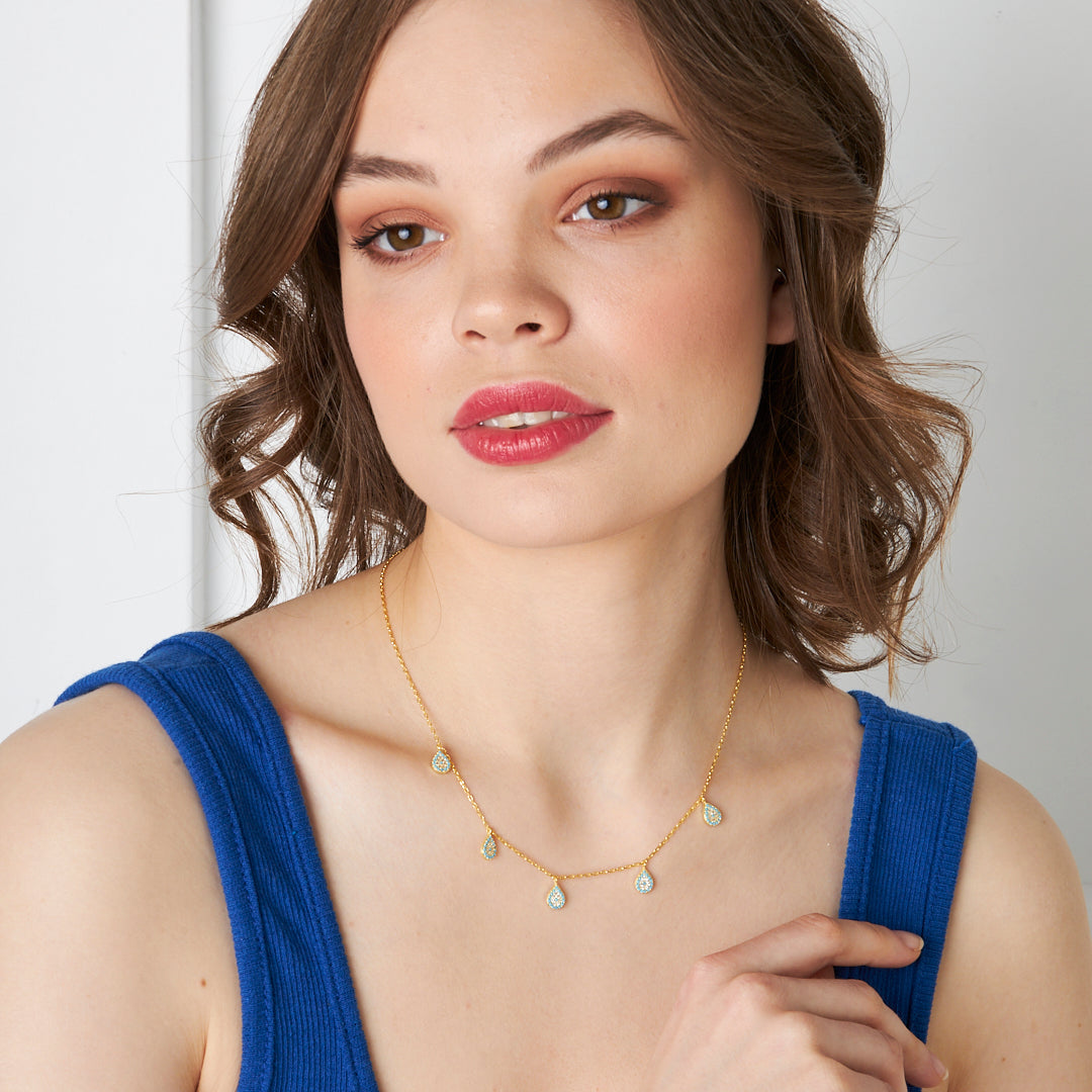 Beş Katlı Su Damlası Kolye - 925 GÜMÜŞ