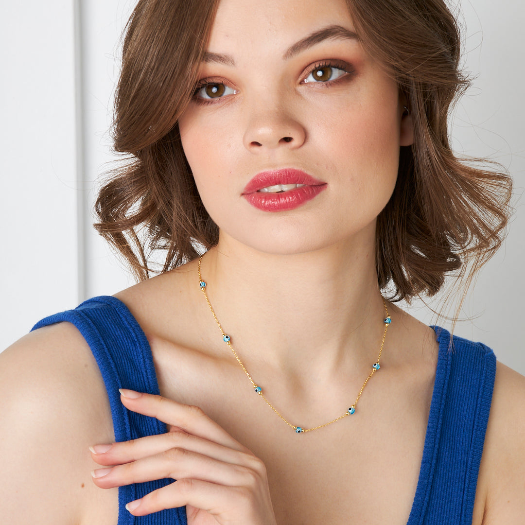 Kuşgözü Sıra Taşlı Kolye - 925 GÜMÜŞ