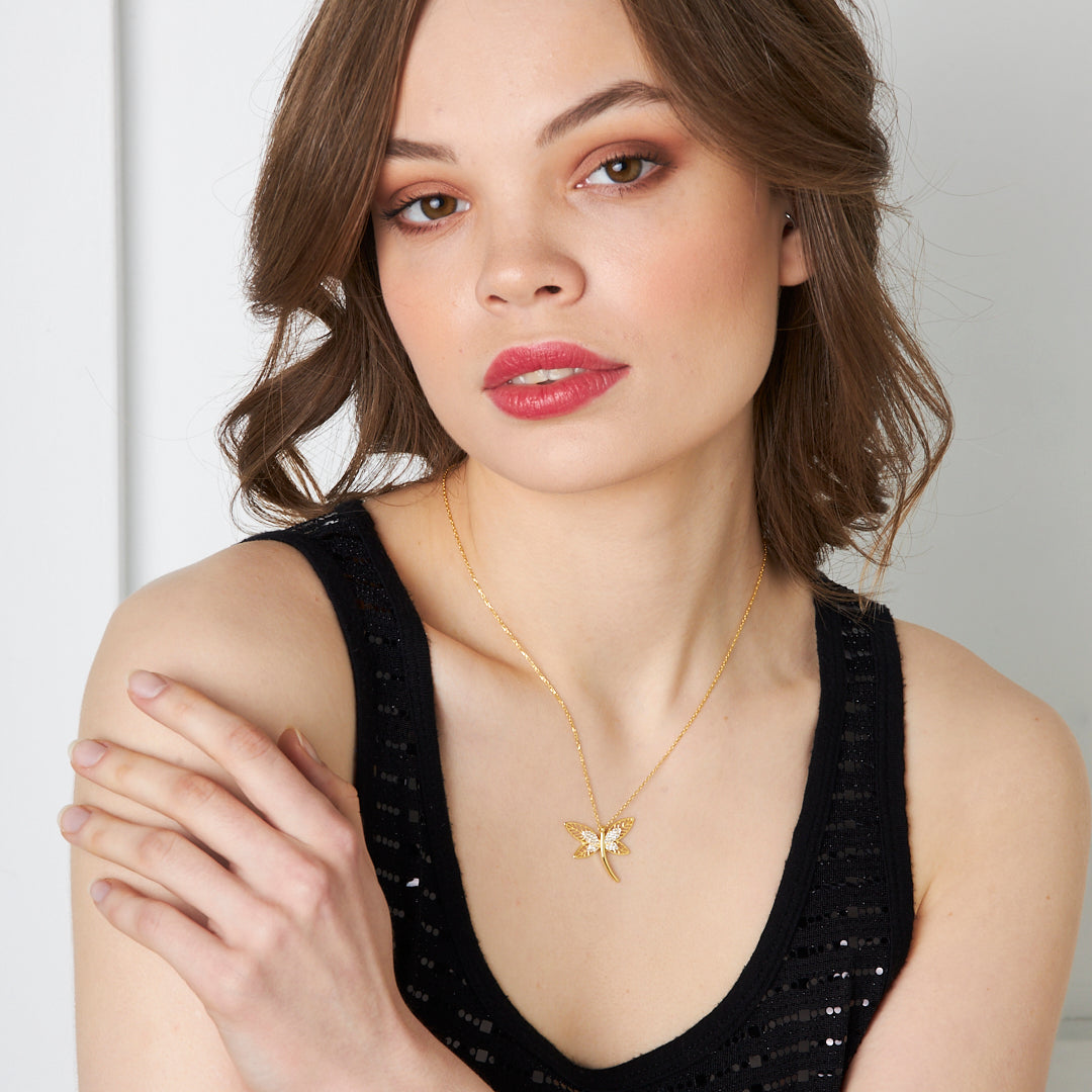 Taşlı Yusufçuk Kolye - 925 GÜMÜŞ