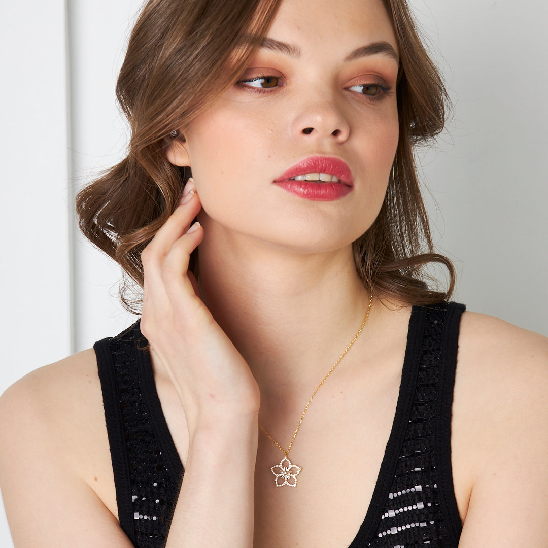 Manolya Çiçeği Kolye - 925 GÜMÜŞ