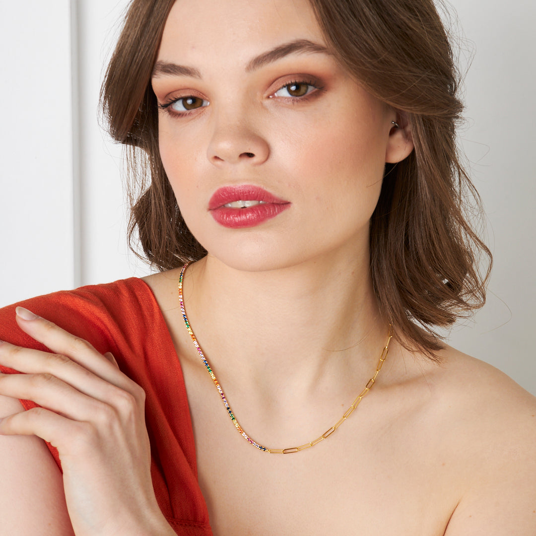 Zincirli Renkli Su Yolu - 925 GÜMÜŞ