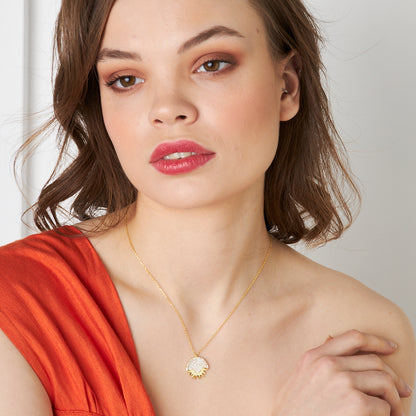 Taşlı Güneş Kolyesi - 925 GÜMÜŞ