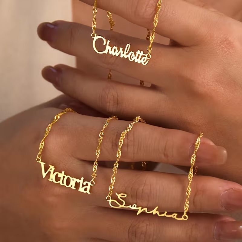 Singapur Zincirli Yatay İsim Kolye