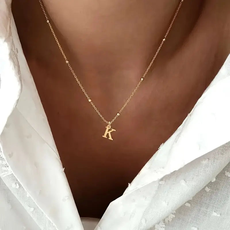 Top Zincirli Tek Harf Kolye - 925 Gümüş
