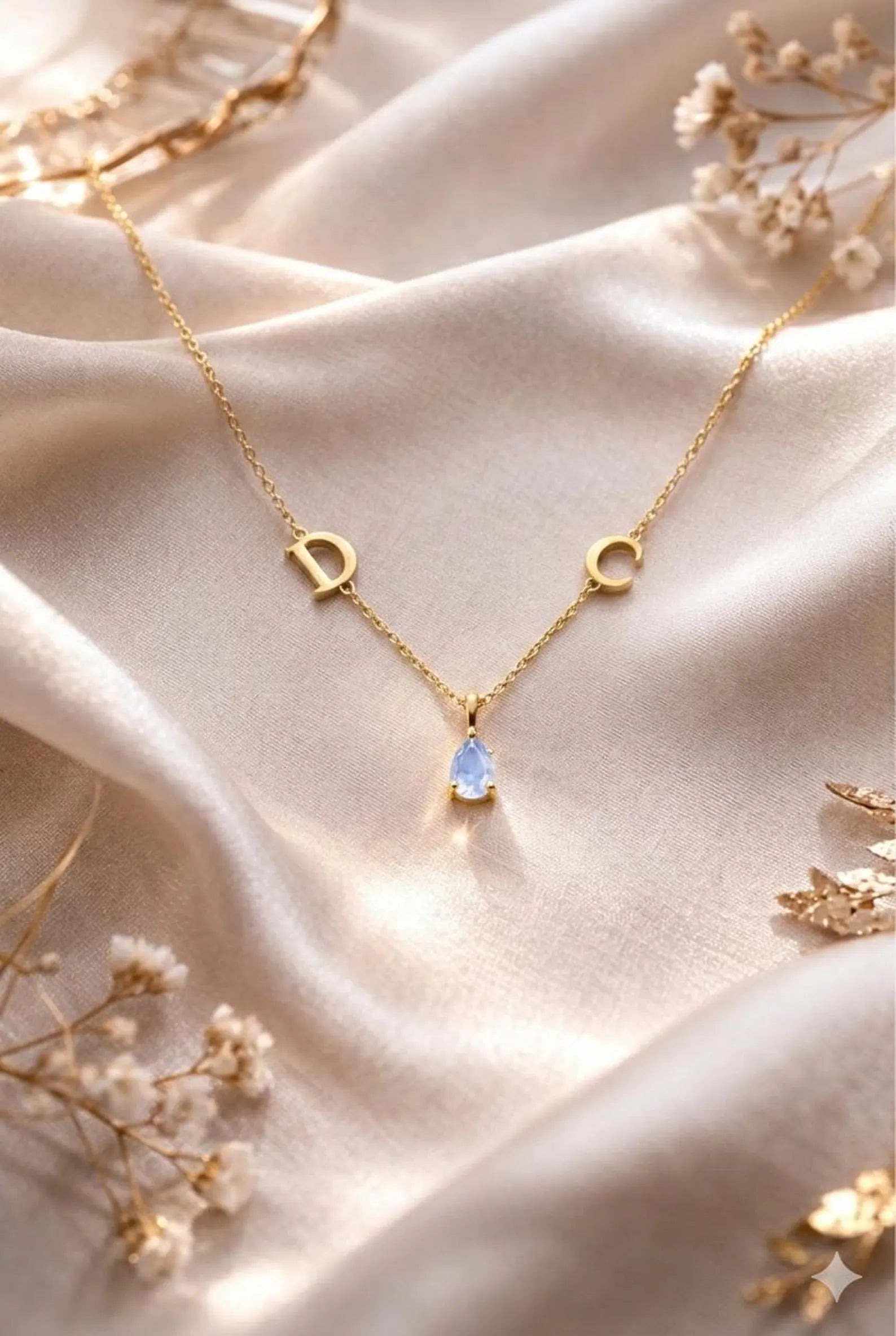Kişiye Özel Doğum Taşlı Harf Charm Kolye – 925 Ayar Gümüş ⭐