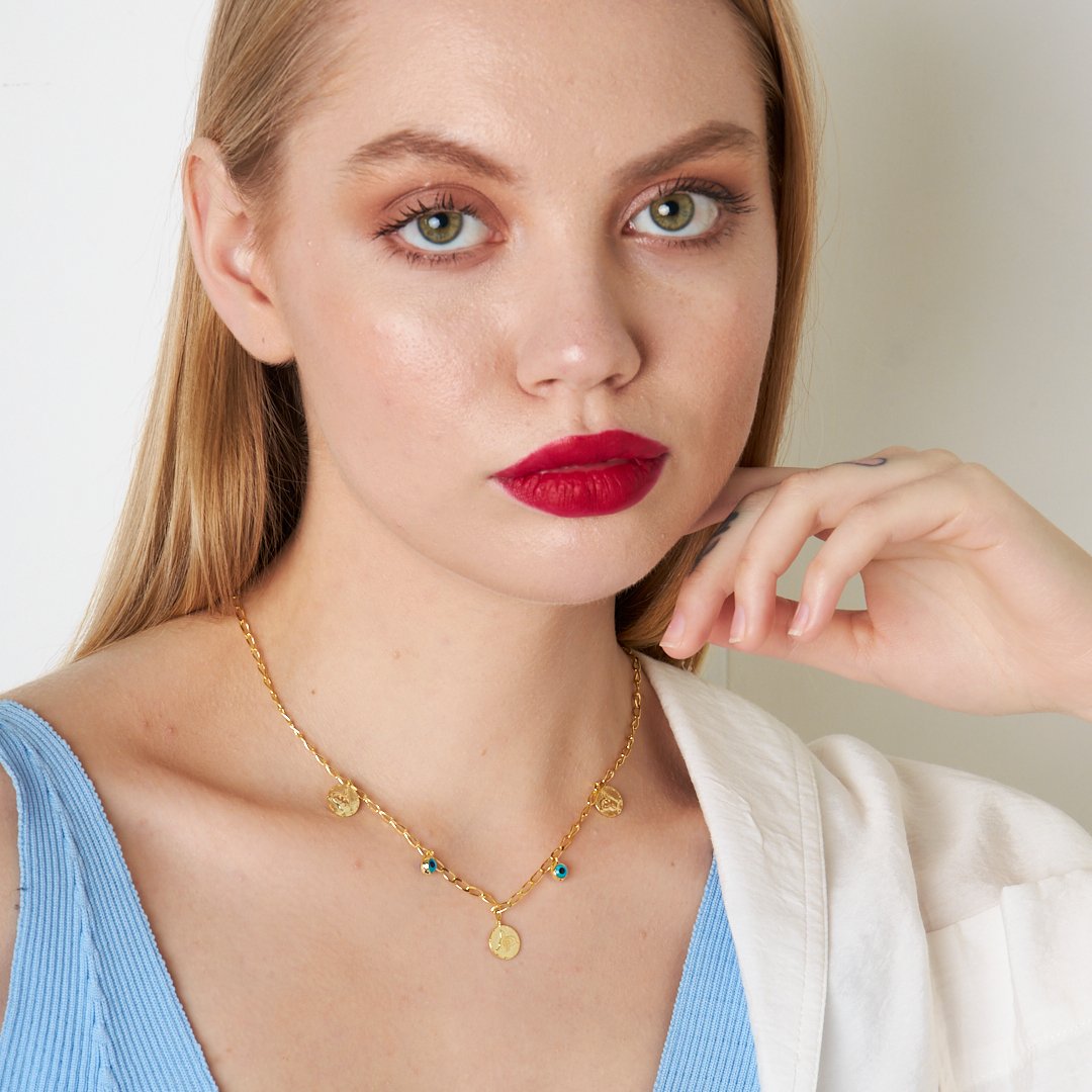 14K ALTIN üçlü monogram kolye